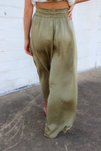 Load image into Gallery viewer, Olive Satin Slit Pants
