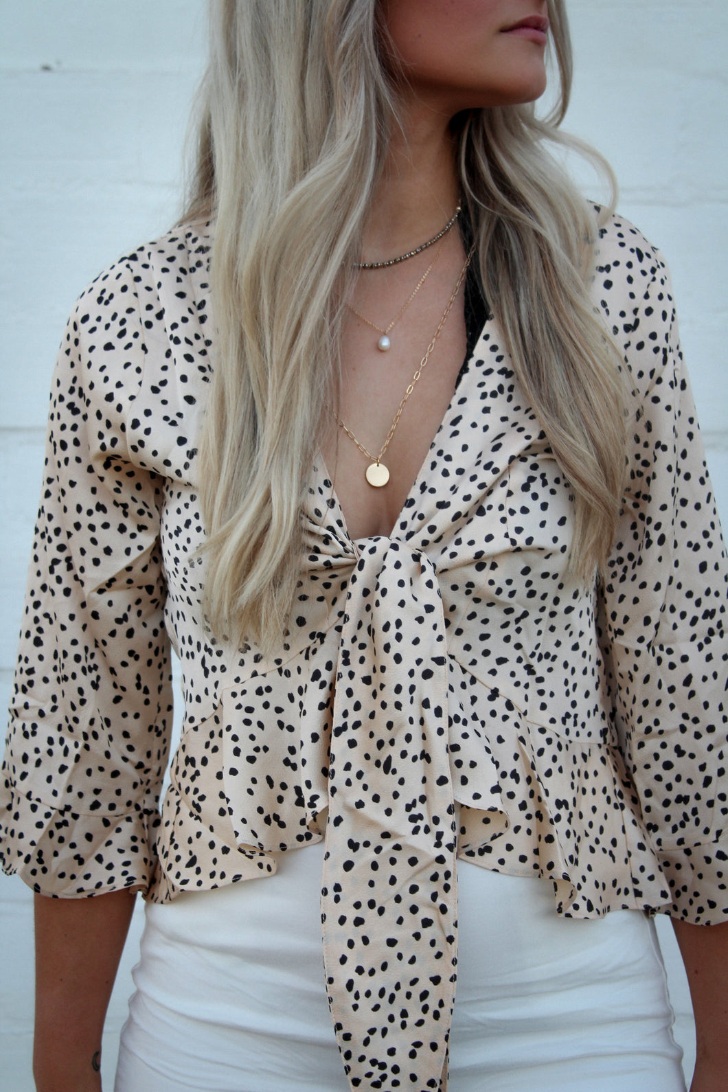 Printed Front Tie Top