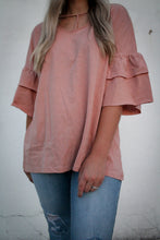 Load image into Gallery viewer, T-Neck Ruffle Sleeve Top
