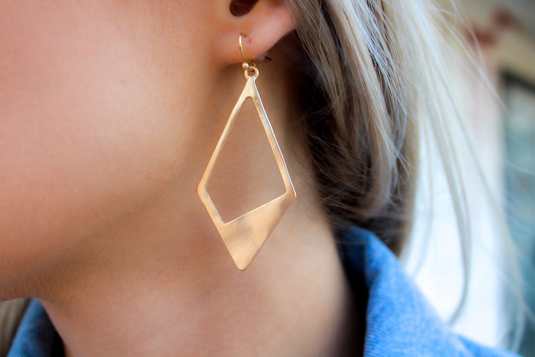 Gold Diamond Cutout Earrings