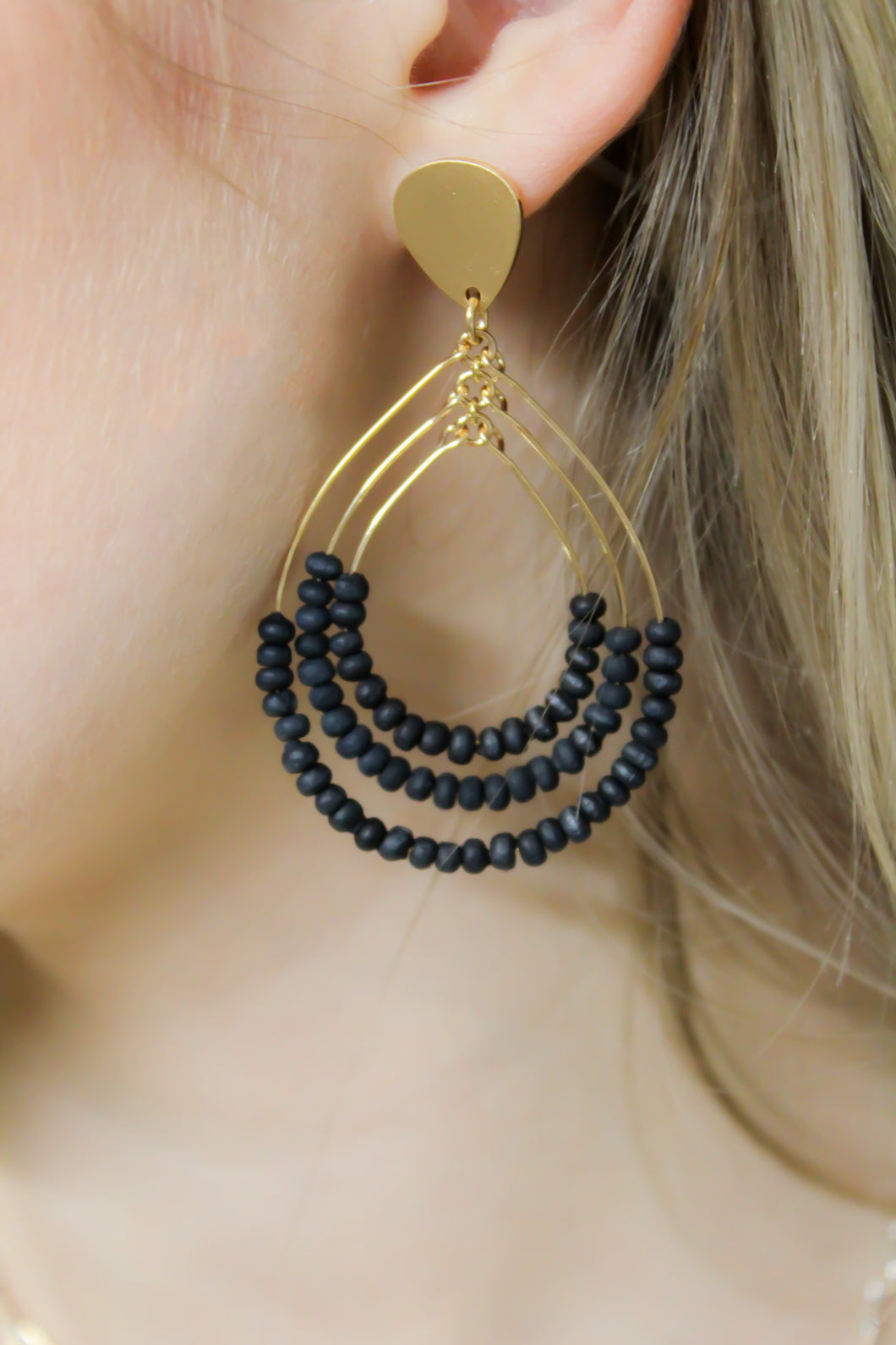 Black Beaded Earrings