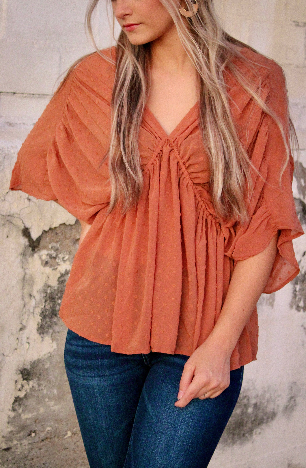 Cinched Camel Blouse