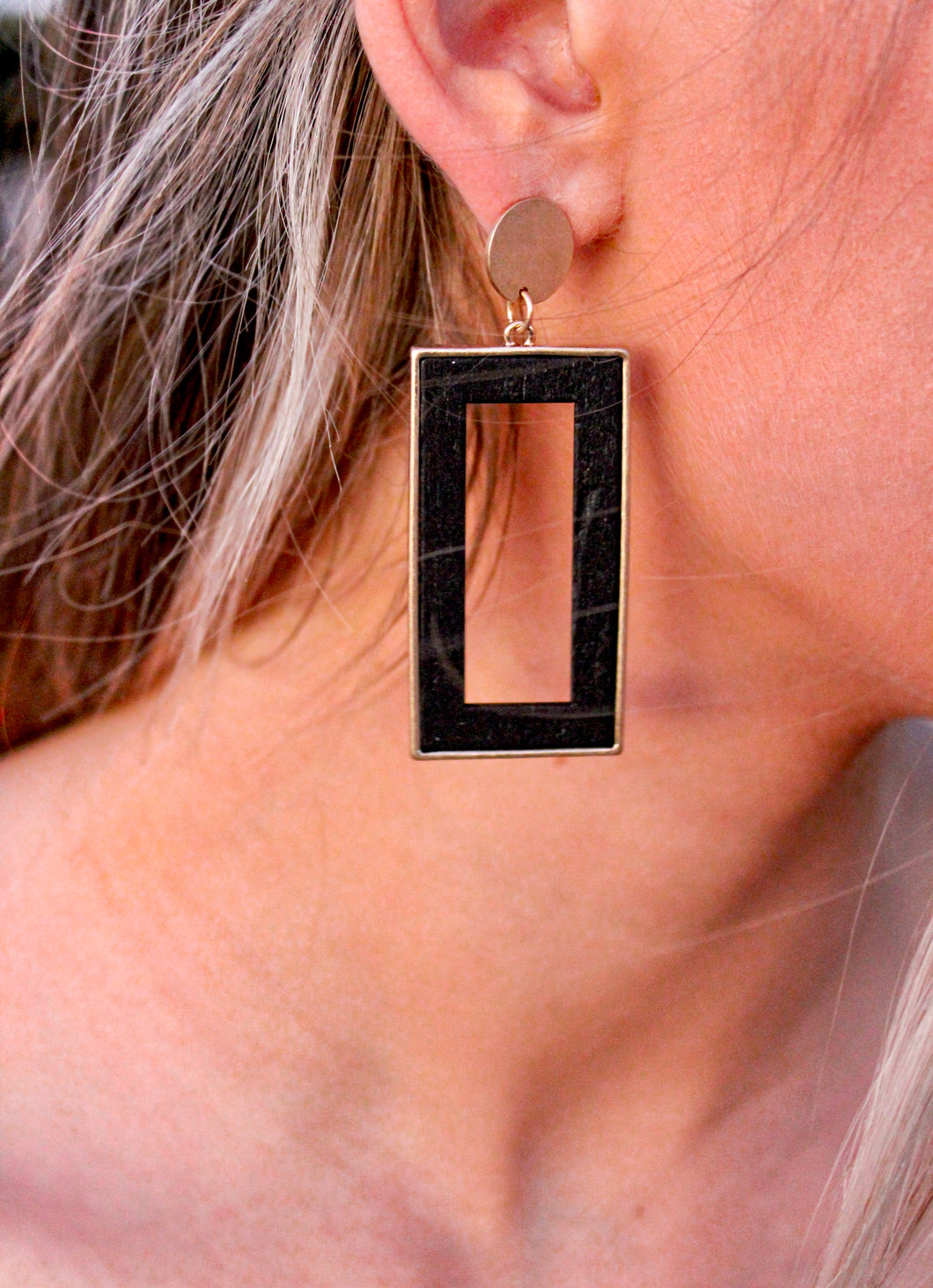 Black Square Earings