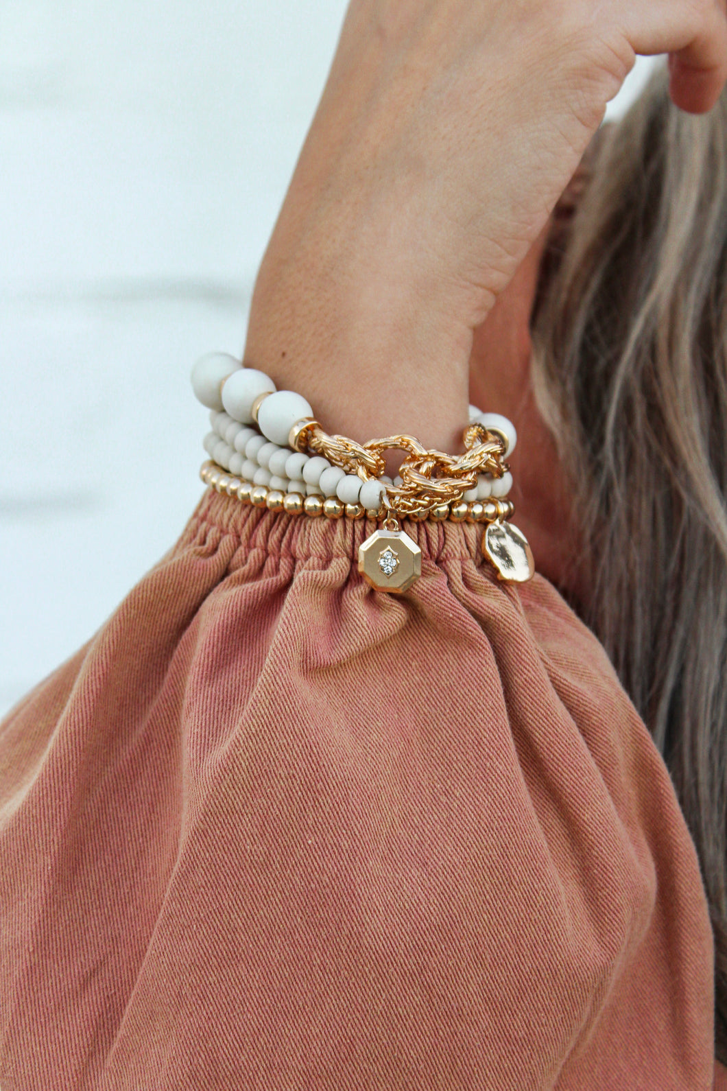 White & Gold Bracelet Stack