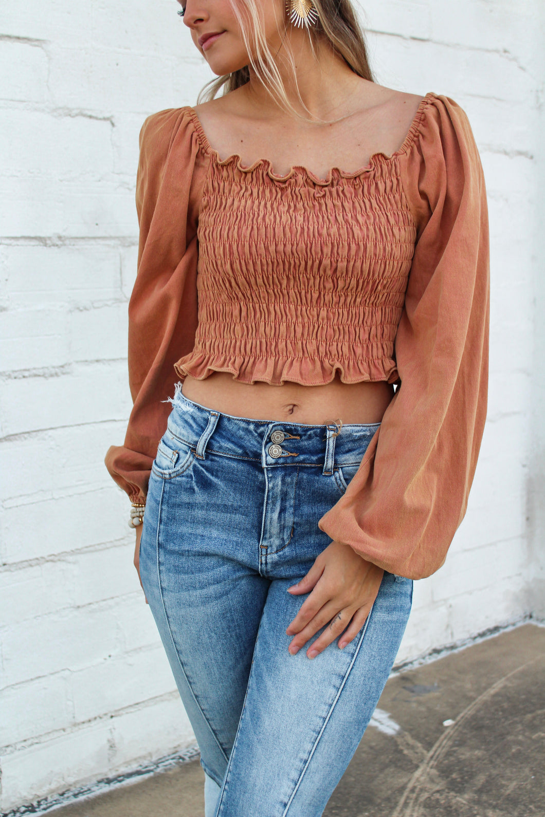 Brick Smocked Top